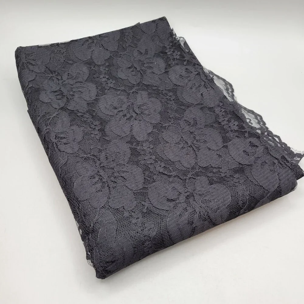 Black Floral Lace Fabric For Sewing and Crafting Halloween 88 x 60